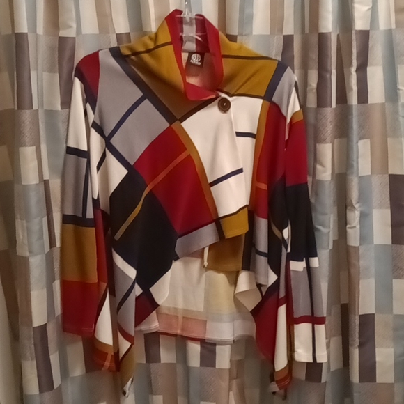 bobeau Sweaters - FINAL PRICE Bobeau geometrically designed multi-colored l/s sweater Med